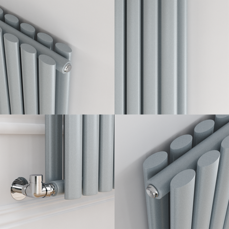 Sorrento Salt & Pepper Vertical Oval Designer Radiator 1600x472mm Double Panel 4468 BTU