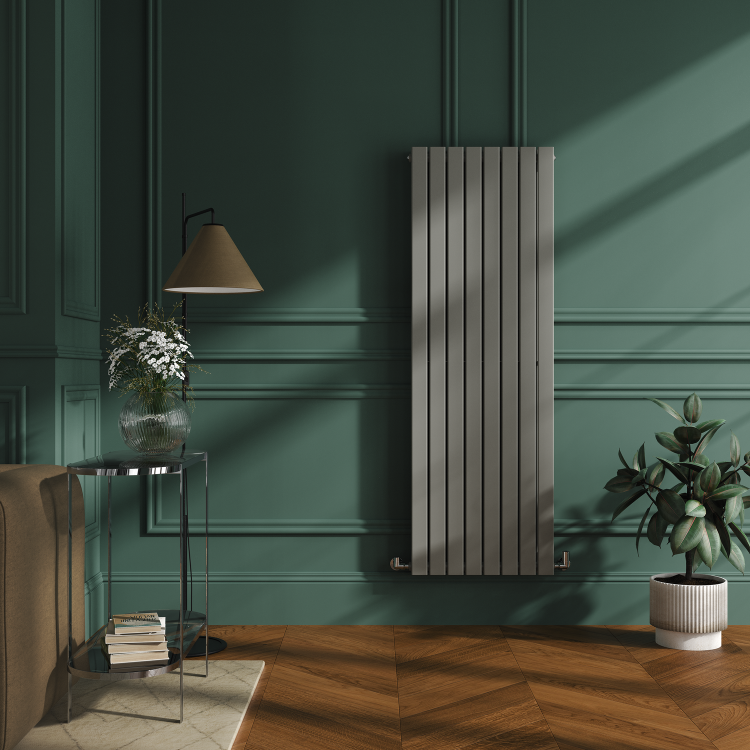 Riace Smoked Stone Vertical Flat Designer Radiator 1600x544mm Double Panel 4916 BTU