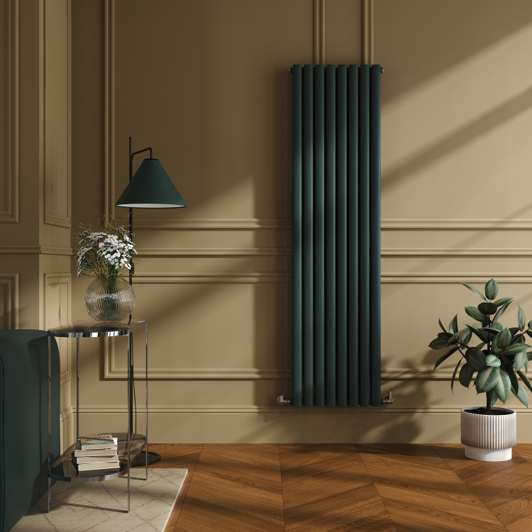 Sorrento Evergreen Vertical Oval Designer Radiator 1800x472mm Double Panel 4983 BTU