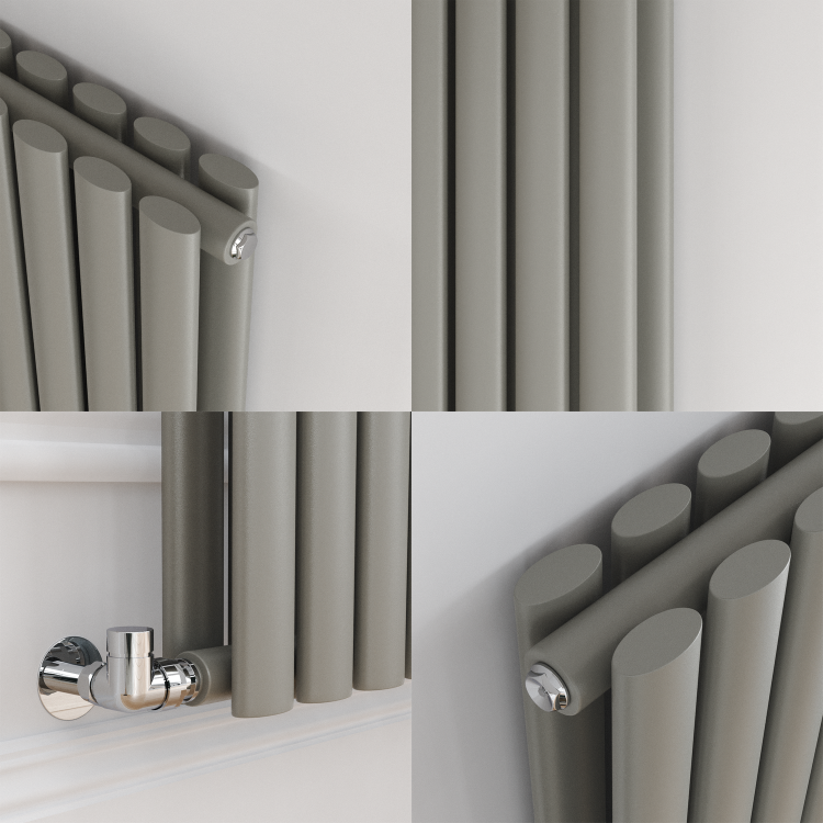 Sorrento Smoked Stone Vertical Oval Designer Radiator 1800x472mm Double Panel 4983 BTU