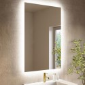 VELA700 Rectangular Backlit Heated Bathroom Mirror with Lights & Bluetooth Speaker 700 x 500mm - Vela