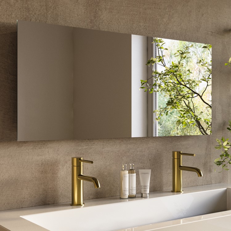 Rectangular Backlit Heated Bathroom Mirror with Lights – 900 x 420mm - Vela