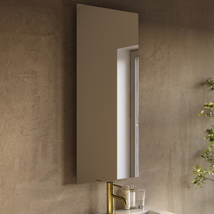 Rectangular Backlit Heated Bathroom Mirror with Lights – 900 x 420mm - Vela