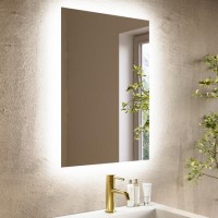 GRADE A1 - Rectangular Backlit Bathroom Mirror with Battery Operated Lights 700 x 500mm - Vela