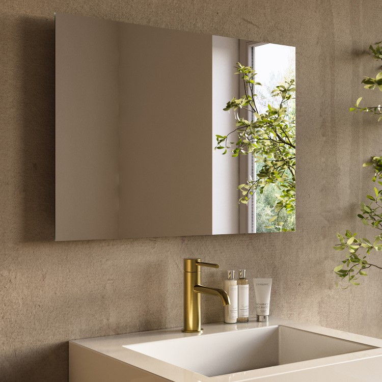 GRADE A1 - Rectangular Backlit Bathroom Mirror with Battery Operated Lights 700 x 500mm - Vela