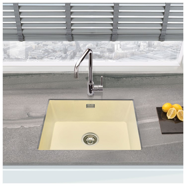 Single Bowl Inset / Undermount Cream Granite Kitchen Sink - Essence