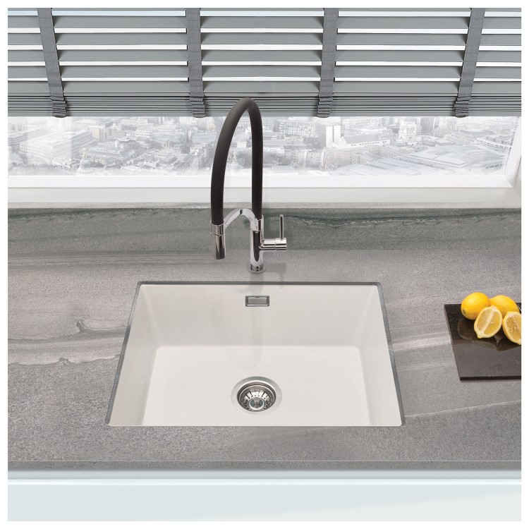 Single Bowl Inset / Undermount White Granite Kitchen Sink - Essence