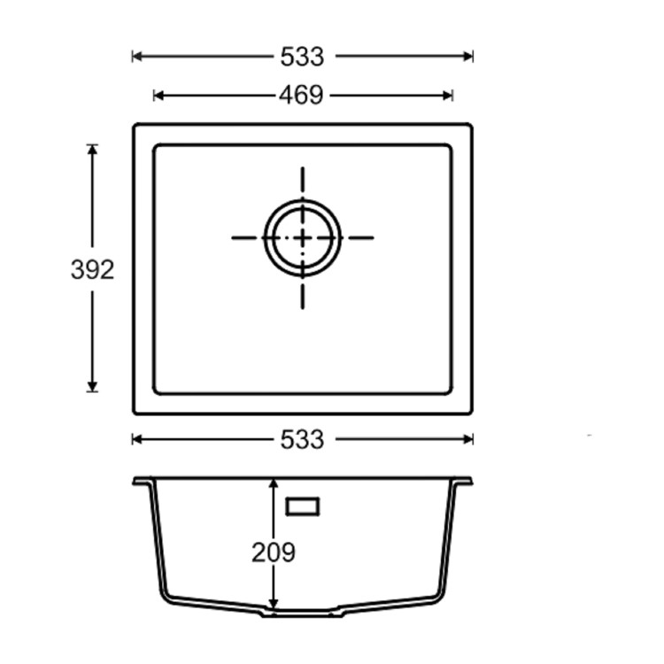 Single Bowl Inset / Undermount White Granite Kitchen Sink - Essence