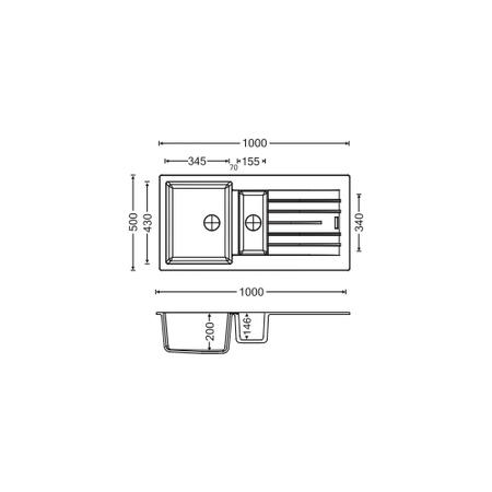 GRADE A1 - De Santii VELINO650L 1.5 Bowl Inset / Undermount Granite Sink
