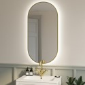 VENBB1000 Oval Brass Backlit Heated Bathroom Mirror with Lights 500 x 1000mm - Venus