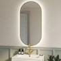 Oval Brass Backlit Heated Bathroom Mirror with Lights 500 x 1000mm - Venus