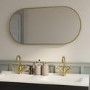 Oval Brass Backlit Heated Bathroom Mirror with Lights 500 x 1000mm - Venus