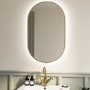 GRADE A1 - Oval Brass Backlit Bathroom Mirror with Battery Operated Lights 500 x 800mm - Venus