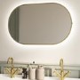 GRADE A1 - Oval Brass Backlit Bathroom Mirror with Battery Operated Lights 500 x 800mm - Venus