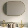 GRADE A1 - Oval Brass Backlit Bathroom Mirror with Battery Operated Lights 500 x 800mm - Venus