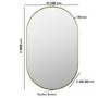 GRADE A1 - Oval Brass Backlit Bathroom Mirror with Battery Operated Lights 500 x 800mm - Venus