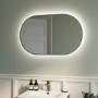 Oval Grey Backlit Heated Bathroom Mirror with Lights 500 x 800mm - Venus