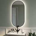 VENMB1000 Oval Black Backlit Heated Bathroom Mirror with Lights 500 x 1000mm - Venus