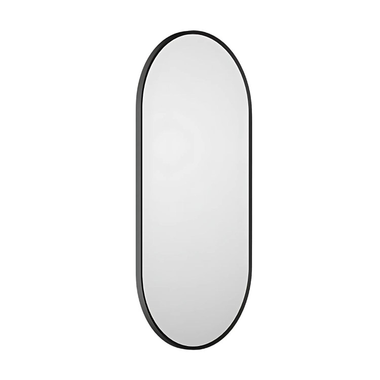 Oval Black Backlit Heated Bathroom Mirror with Lights 500 x 1000mm - Venus