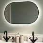 ONLY OPENED - Oval Black Backlit Bathroom Mirror with Battery Operated Lights 500 x 800mm - Venus
