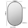 ONLY OPENED - Oval Black Backlit Bathroom Mirror with Battery Operated Lights 500 x 800mm - Venus
