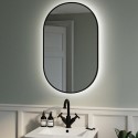 VENMB800 Oval Black Backlit Heated Bathroom Mirror with Lights 500 x 800mm - Venus