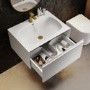 700mm White Fluted Wall Hung Vanity Unit with Aluminium Basin - Venice