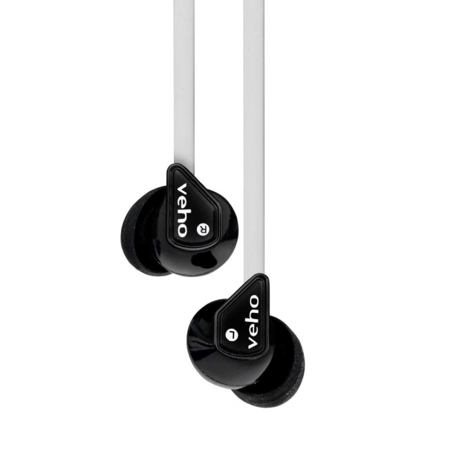 Veho VEP-003-360Z1-K 360 Z-1 Noise Isolating Stereo Earphones with Flat Flex Anti Tangle Cord - Blac & White 