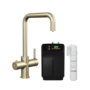 Brushed Brass 3 in 1 Instant Boiling Hot Kitchen Mixer Square Tap with 3L Boiler - Pronto Vesta