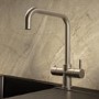 Nickel 3 in 1 Square Spout Instant Boiling Hot Kitchen Mixer Tap with 3L Boiler - Pronto Vesta