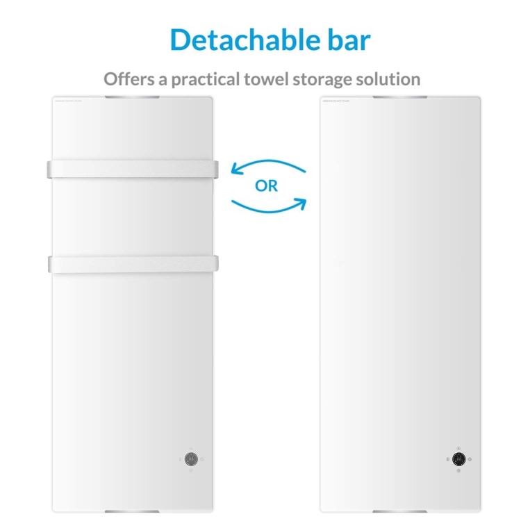 electriq 1200W Smart Wall Mounted Designer Glass Heater with Towel Rails - White