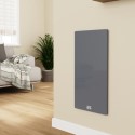 VG2TR-600DGWIR 600W Smart Infrared Vertical Anthracite Glass Designer Wall Heater 550x1100mm with Optional Towel Rail - IP24 Bathroom Safe