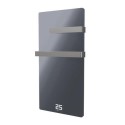 A1/VG2TR-600DGWIR GRADE A1 - 600W Smart Infrared Vertical Anthracite Glass Designer Wall Heater 550x1100mm with Optional Towel Rail - IP24 Bathroom Safe