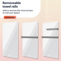 Refurbished 600W Smart Infrared Vertical White Glass Designer Wall Heater 550x1100mm with Optional Towel Rail - IP24 Bathroom Safe
