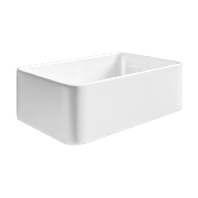ONLY OPENED - Gloss White Rectangular Countertop Basin 361mm - Vida