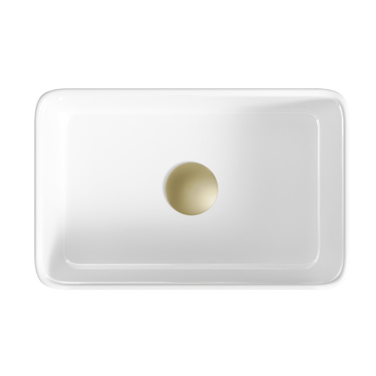 ONLY OPENED - Gloss White Rectangular Countertop Basin 361mm - Vida