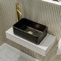 ONLY OPENED - Matt Black Rectangular Countertop Basin 361mm - Vida