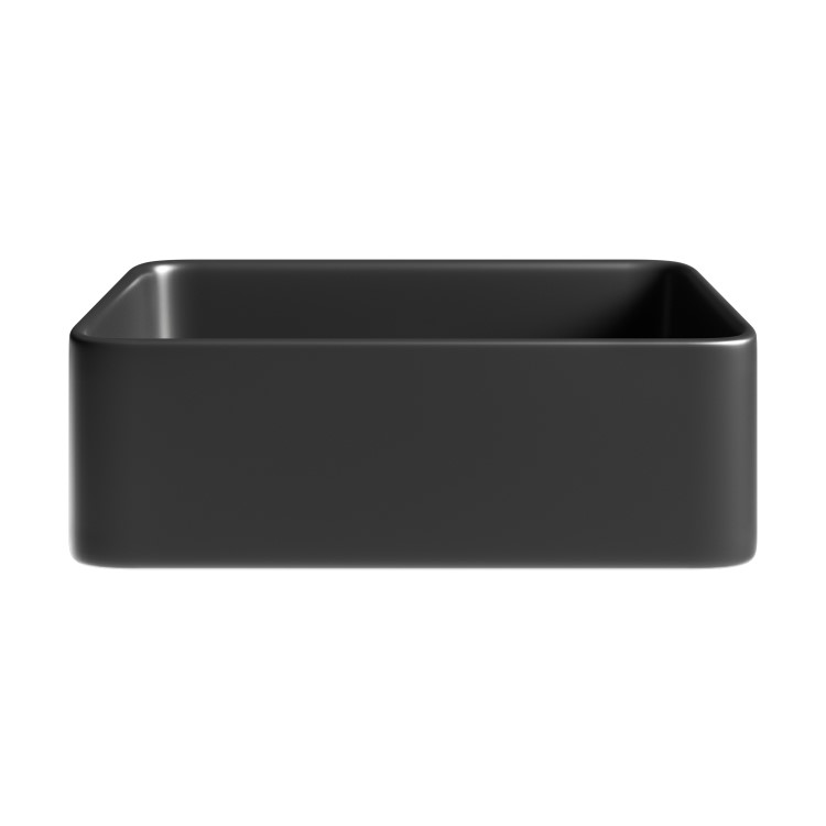 ONLY OPENED - Matt Black Rectangular Countertop Basin 361mm - Vida