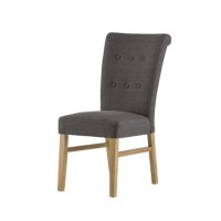 Vigo Button Back Dining Chair in Dark Grey Fabric