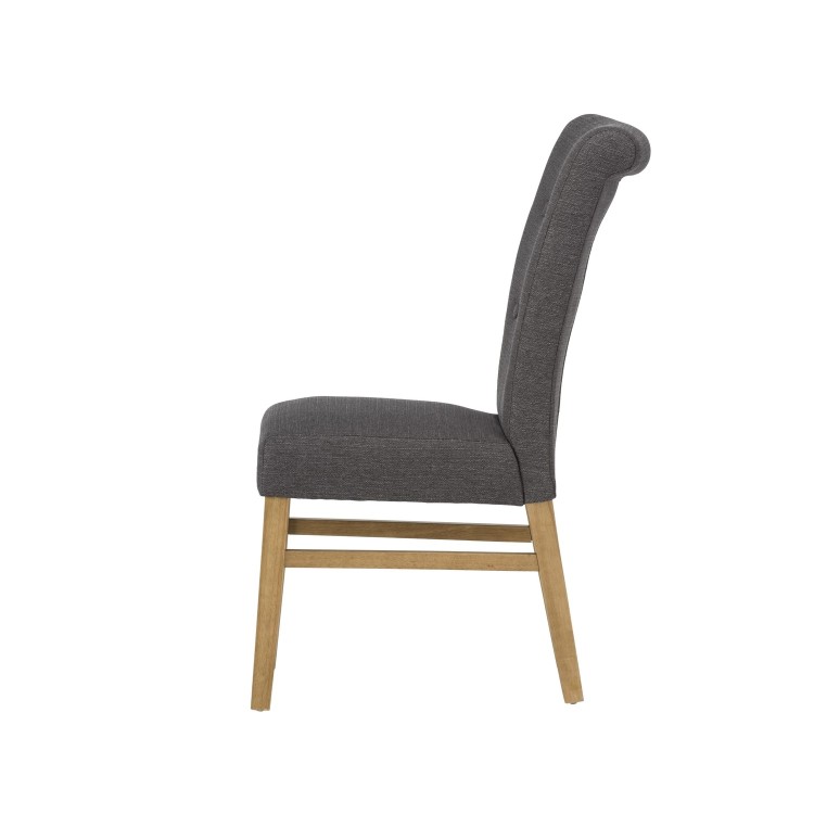 Vigo Button Back Dining Chair in Dark Grey Fabric