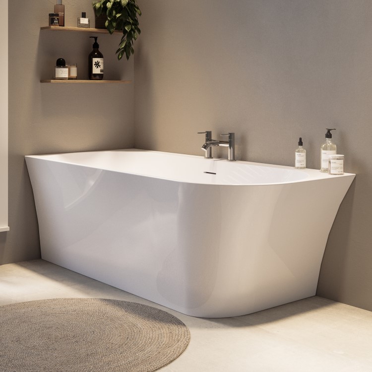 GRADE A1 - Freestanding Double Ended Left Hand Corner Bath 1700 x 750mm - Vigo