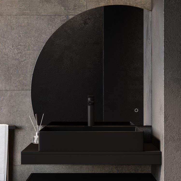 Half Circle Corner Backlit Heated Bathroom Mirror with Lights 800mm – Virgo