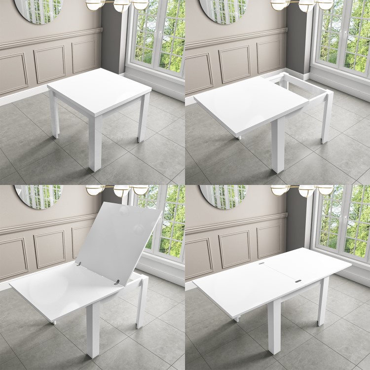 White Gloss Extendable Dining Table - Seats 4-6 - Vivienne