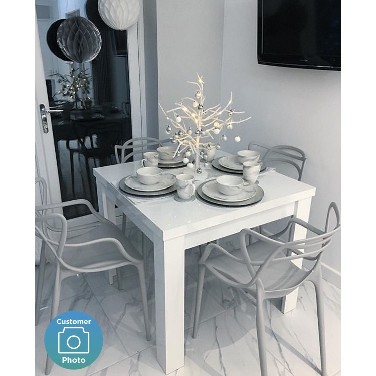 White Gloss Extendable Dining Table - Seats 4-6 - Vivienne