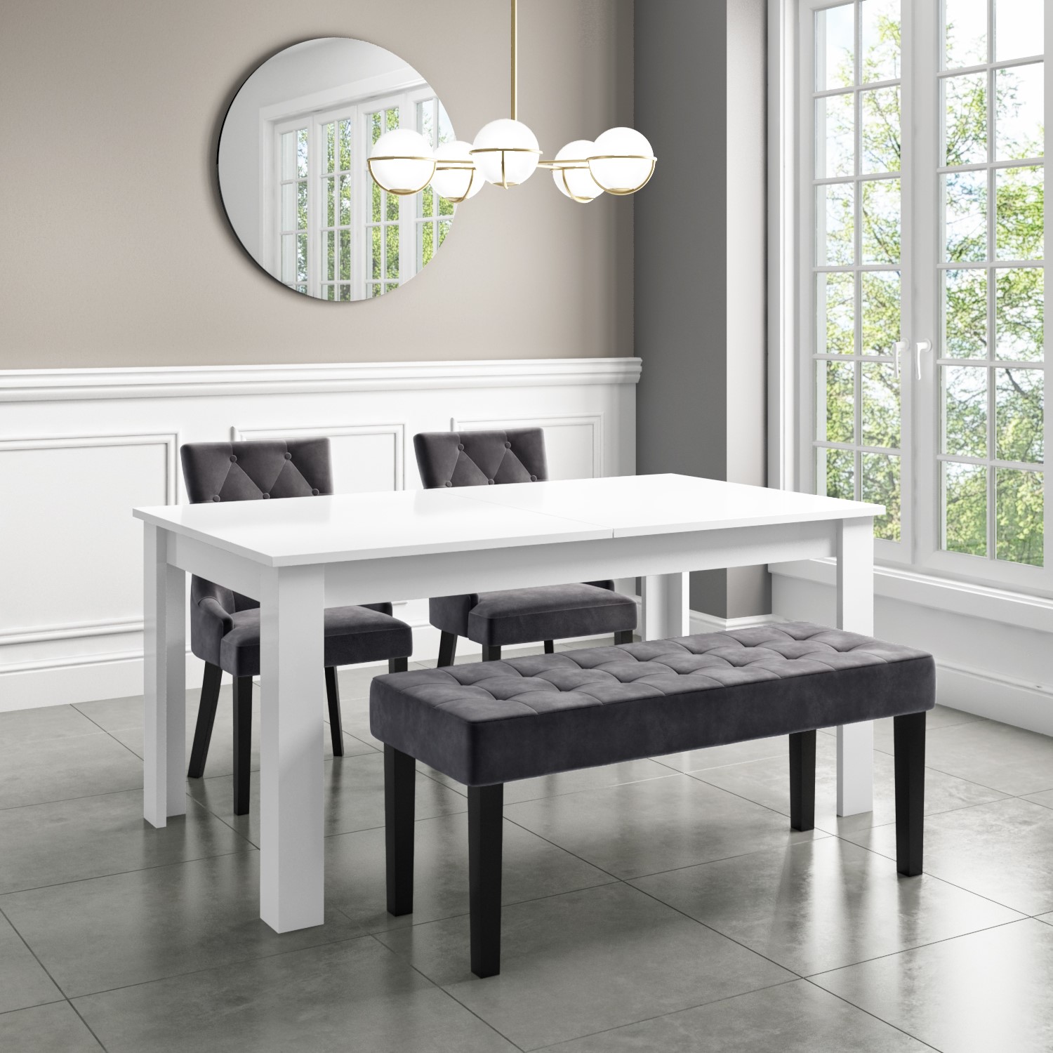 White Extendable Dining Table With High Gloss Finish 6 Seater Vivienne Buyitdirectie
