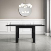 Black High Gloss Dining Table Flip Top - Vivienne
