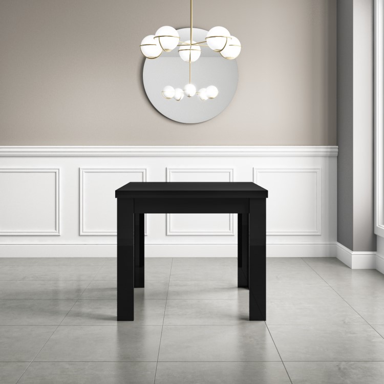 Black High Gloss Dining Table Flip Top - Vivienne