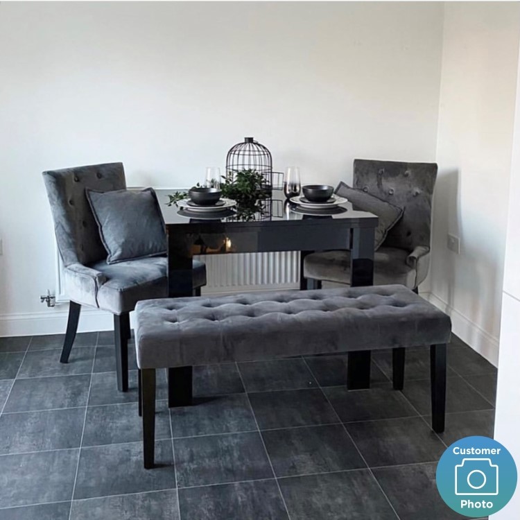 Black High Gloss Dining Table Flip Top - Vivienne