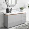 Grey &amp; White Gloss Sideboard with Brass Inlay - Vivienne