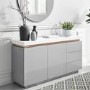 Grey & White Gloss Sideboard with Brass Inlay - Vivienne